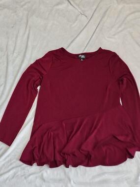 Beige by eci Long-Sleeve Peplum Top - Burgundy